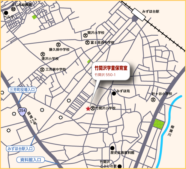 竹間沢学童保育室地図