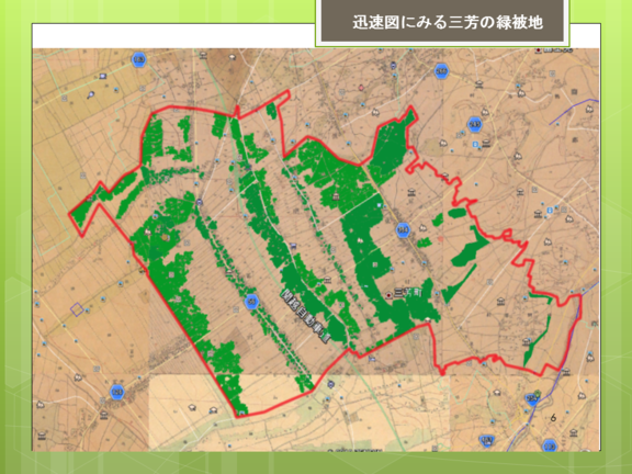 迅速図にみる三芳の緑被地（明治19年）