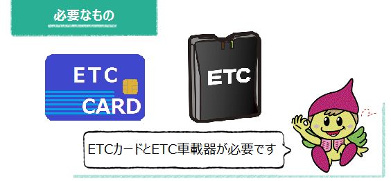 ETCカードとETC車載器が必要です