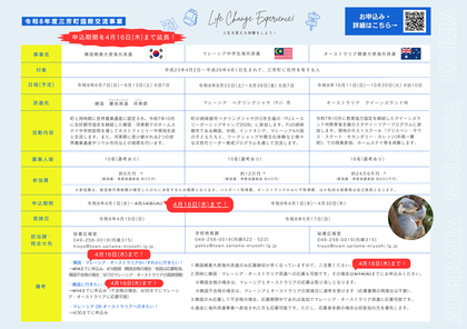 令和8年度韓国・マレーシア・オーストラリア海外派遣参加者募集チラシ中面